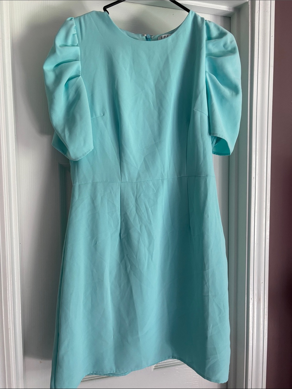 TCEC Light Aqua Puff-Sleeve Mini Dress